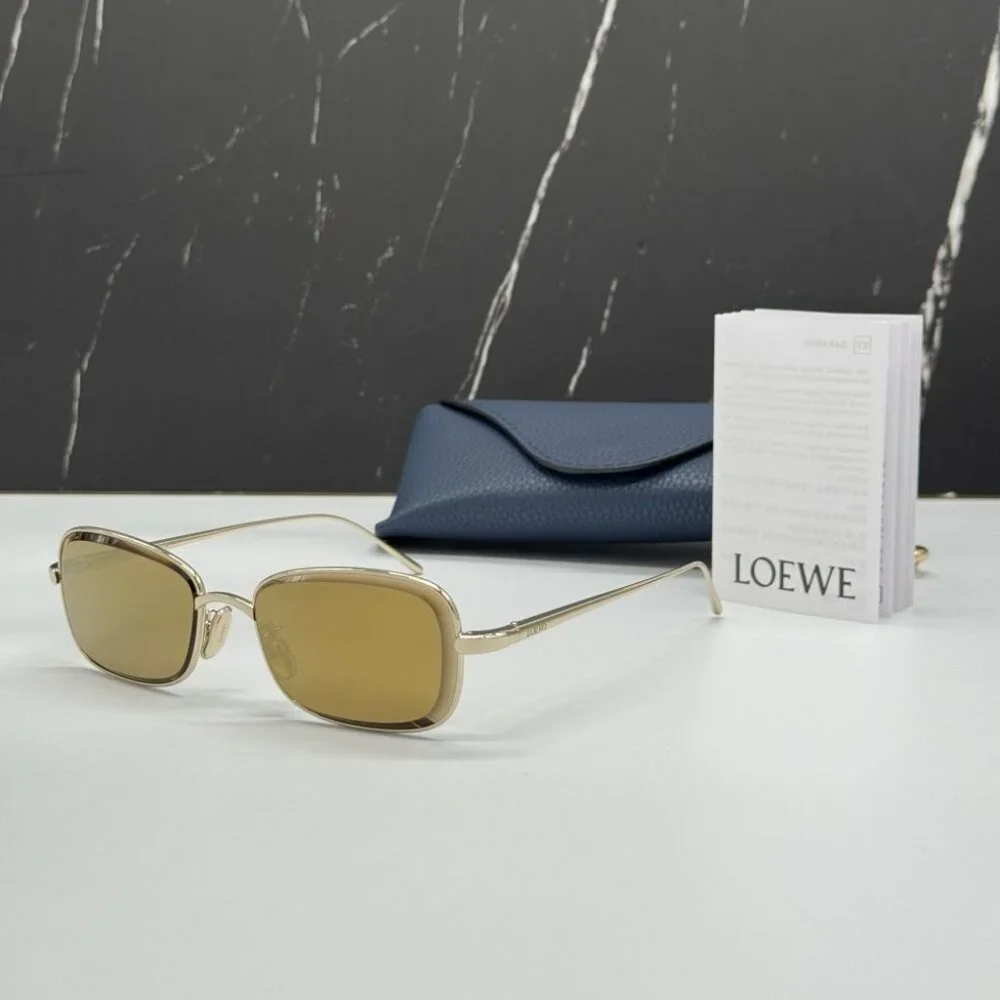 NEW LOEWE LW40159U 32G SUNGLASSES UNISEX GOLD OVAL EYEWEAR